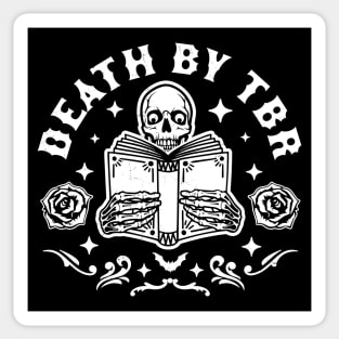 Death By T.B.R To Be Read Skeleton Reading Book Halloween Sticker